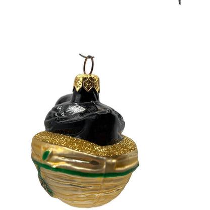 Patricia Breen Nesting Instinct Black Gold Acorns Birds Christmas Ornament 95147