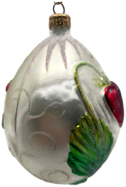 Patricia Breen 1998 Strawberry Egg Matte Pearl Neiman Marcus Easter Ornament6