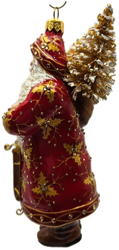 Patricia Breen Oakley Claus Red Gold Holly Santa Christmas Ornament 34326