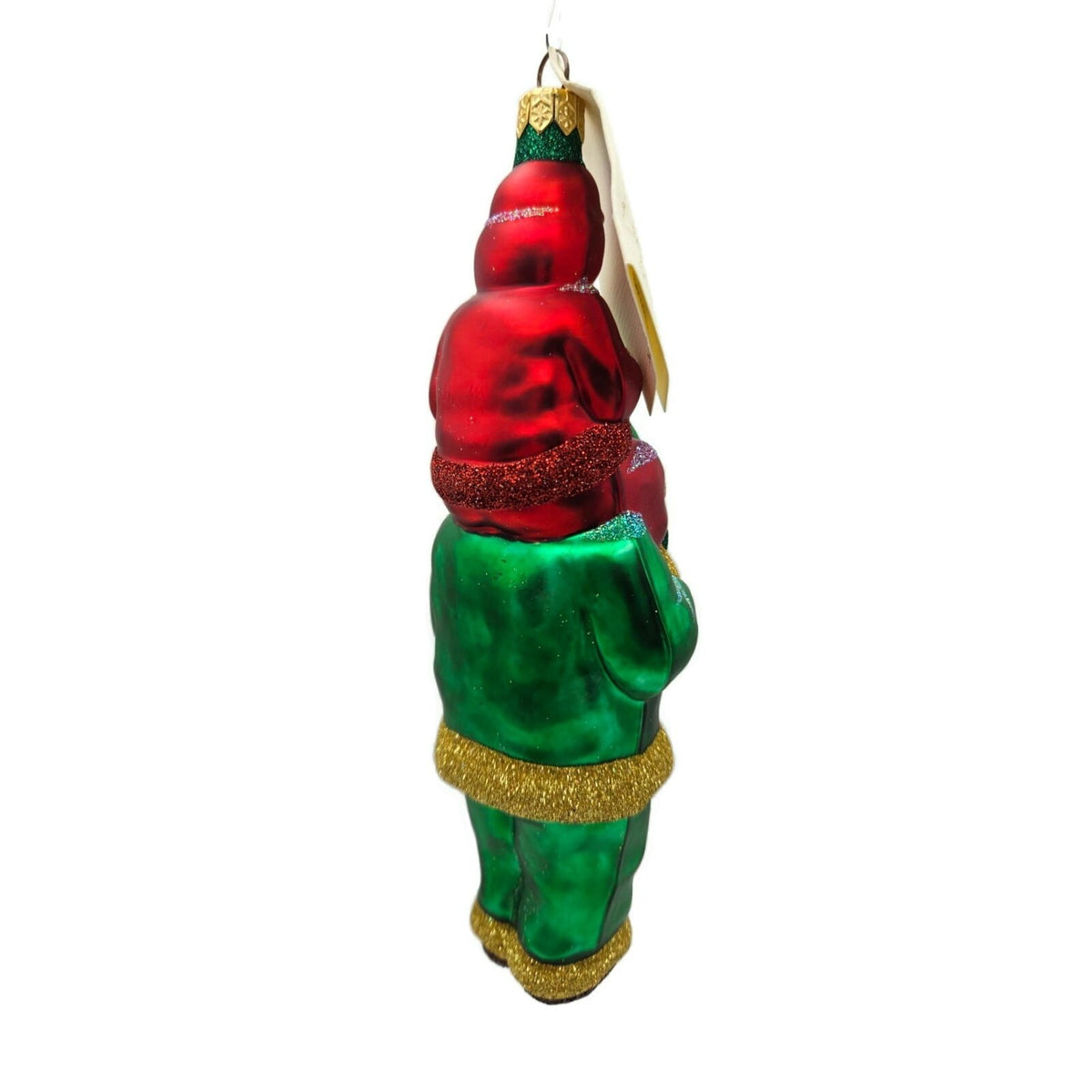 Patricia Breen Carry Me Santa Claus Green Red Coat Glass Christmas Ornament 98032