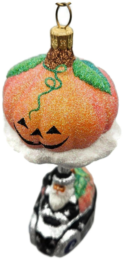 Patricia Breen Night Fright Santa Pumpkin 2 Part Halloween Glass Ornament 21178