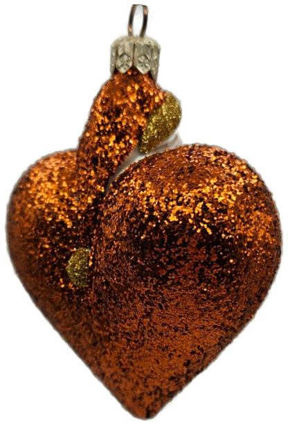 Patricia Breen Santa du Coeur Orange Glitter Heart Valentine's Ornament 20343
