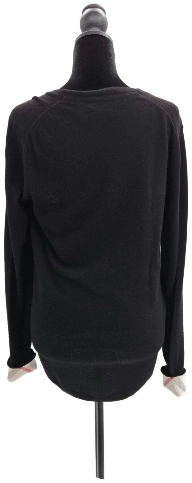 Burberry Brit Cashmere V Neck Sweater Black Plaid Check Cuff Pullover Sz Medium4