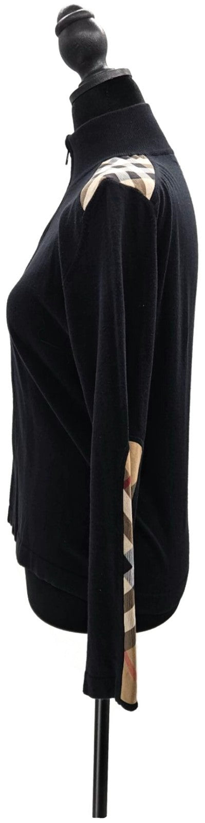 Burberry London Nova Check Full Zip Funnel Neck Cardigan Black Women's M Italy7