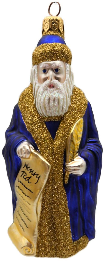 Patricia Breen Making His List Blue Santa Christmas Ornament 9633 19960