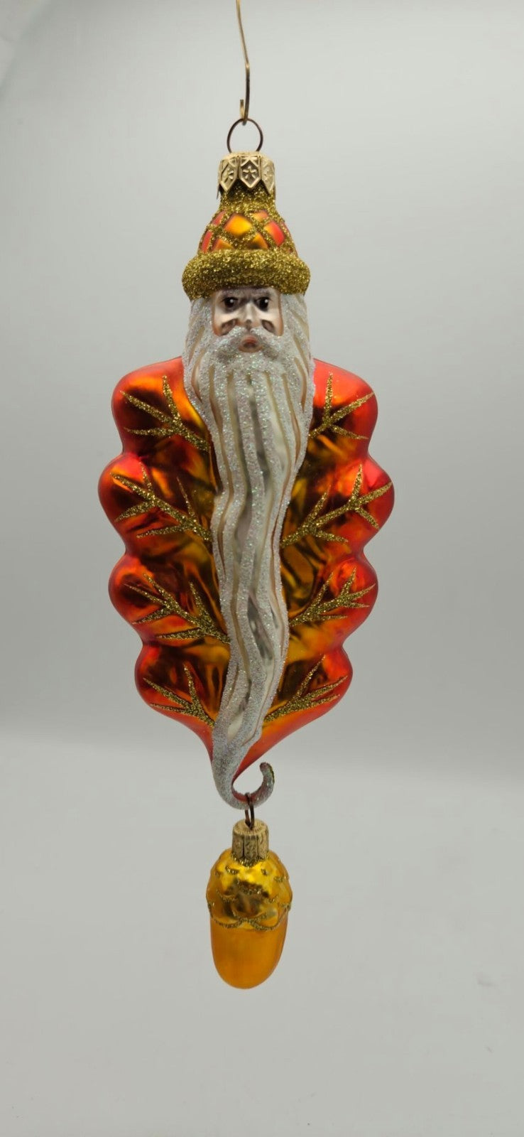 Patricia Breen Oak Leaf Santa Orange Matte Fall 2 Part Christmas Ornament 973210
