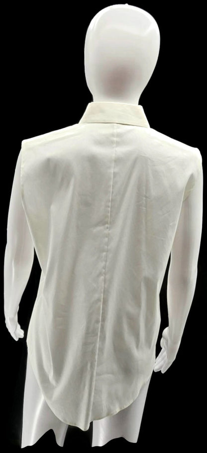 BOSS Hugo Boss Ivory Ruffle Button Front Sleeveless Blouse Women's US 6 Poland4
