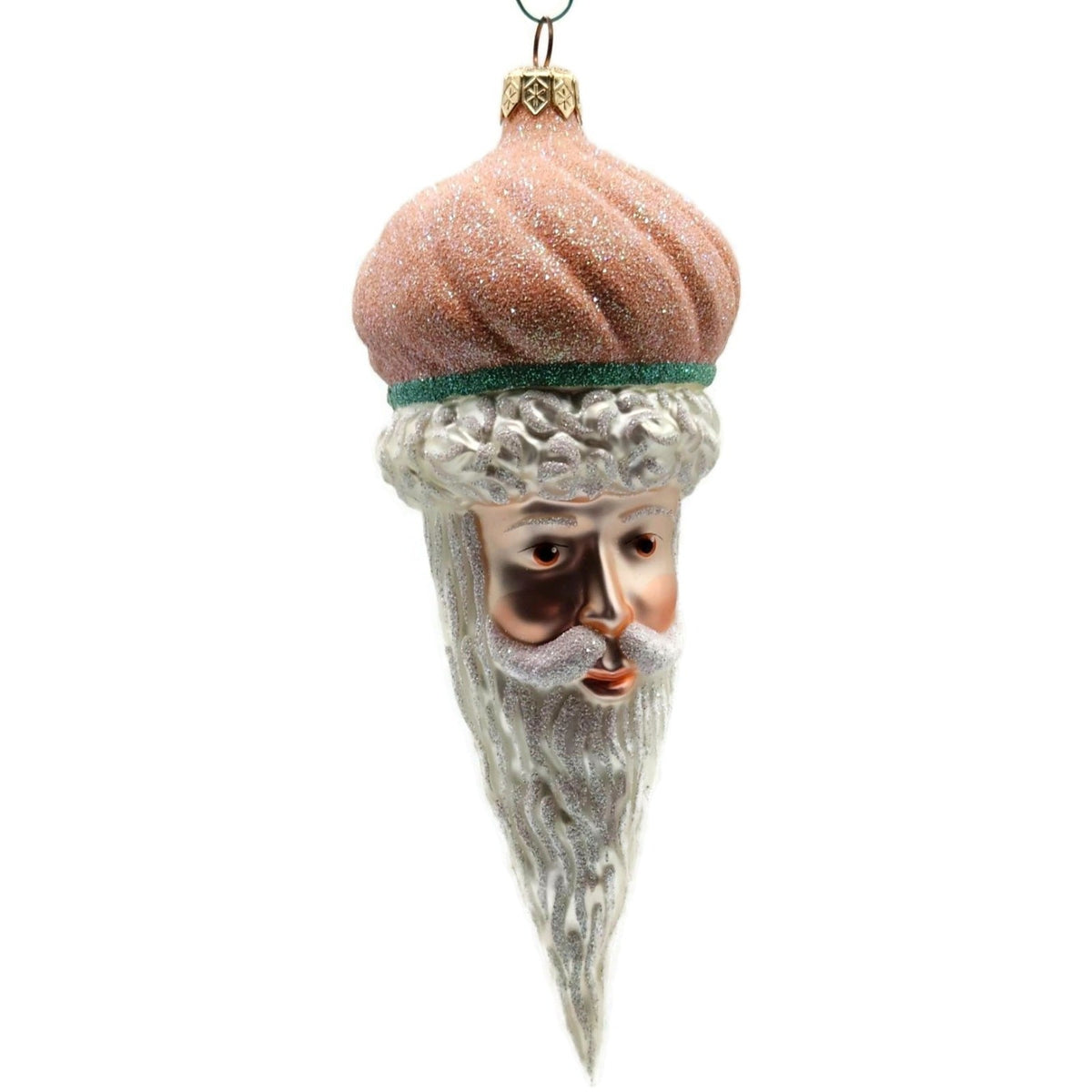 Patricia Breen Minsk Santa Claus Head Peach Glitter Christmas Ornament 96352