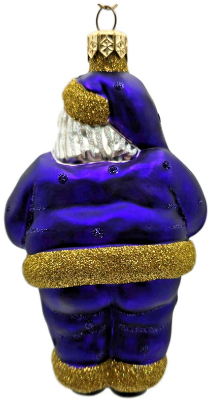 Patricia Breen HO HO HO Purple Gold Santa Glittered Dots Christmas Ornament 98174