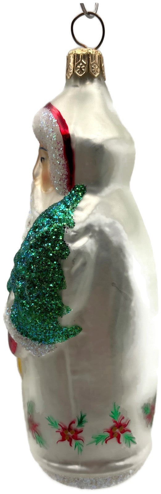 Christopher Radko Poinsettia Santa White Glass Christmas Ornament 1993 91-038-12