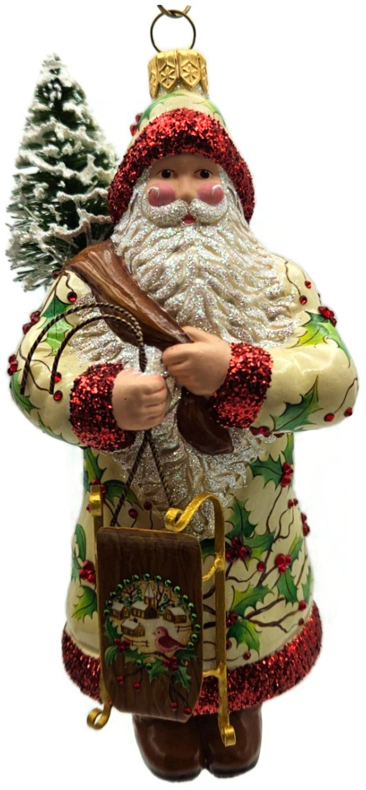 Patricia Breen Oakley Claus Cream Holly Santa Christmas Ornament 34320