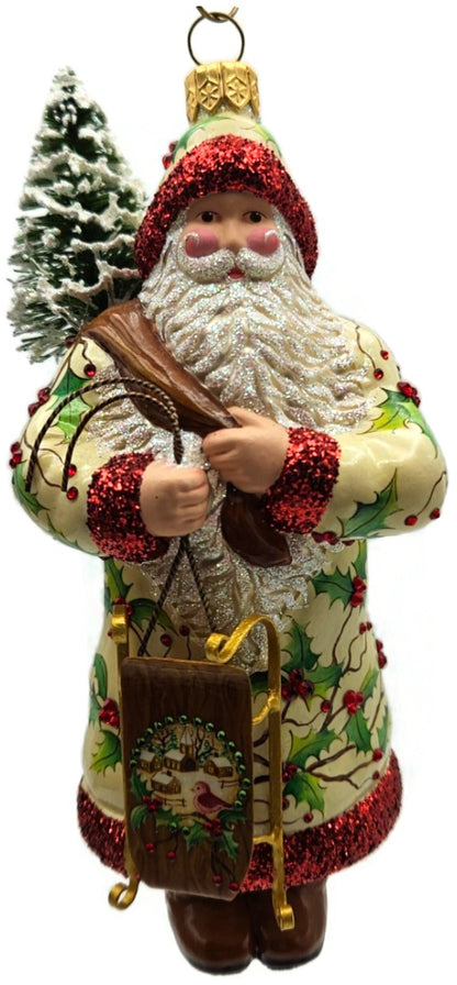 Patricia Breen Oakley Claus Cream Holly Santa Christmas Ornament 34320