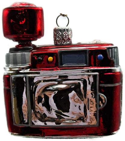 Vintage Style Glass Camera Red Sparkle Glitter Hand Painted Christmas Ornament6