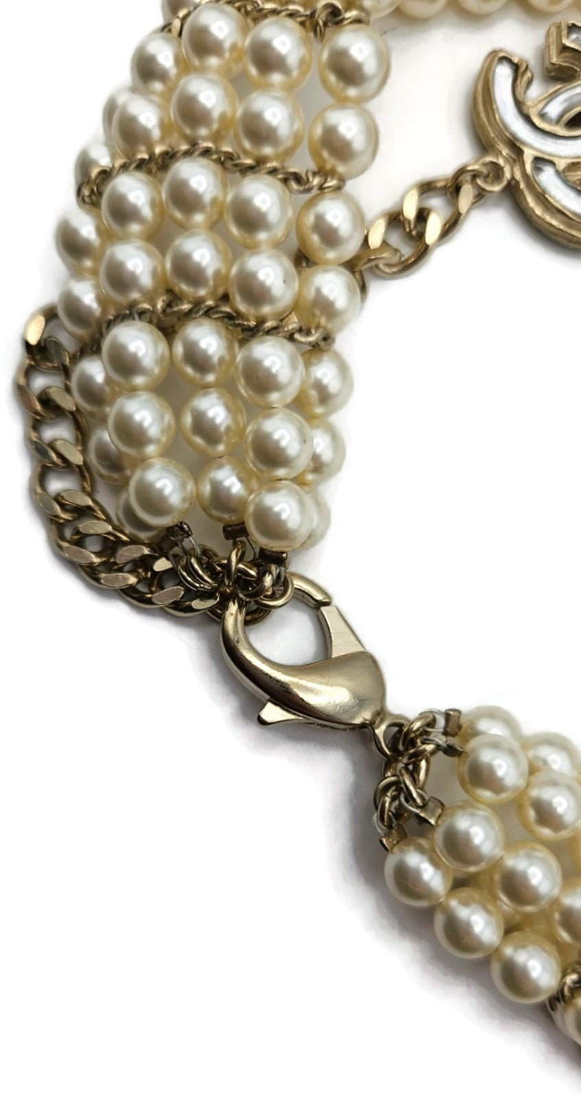 Chanel Paris Bombay 12A Pearl Camellia Necklace Belt Gold Tone 2012 w/ Box4