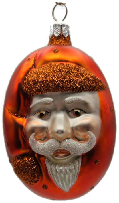 Patricia Breen Jelly Bean Santa Orange Matte Glitter Dots Holiday Ornament 99160
