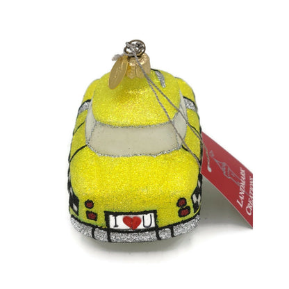 Landmark Creations Yellow Taxi Cab Car Checkered Christmas Holiday Ornament3