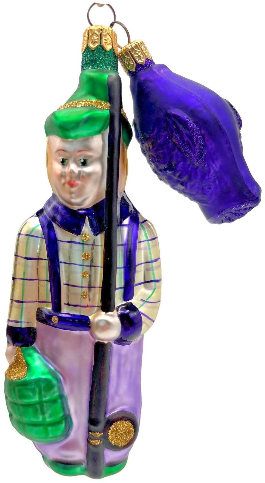 Patricia Breen Fisherboy And Fish Purple Stripe on Hat Christmas Ornament 95200