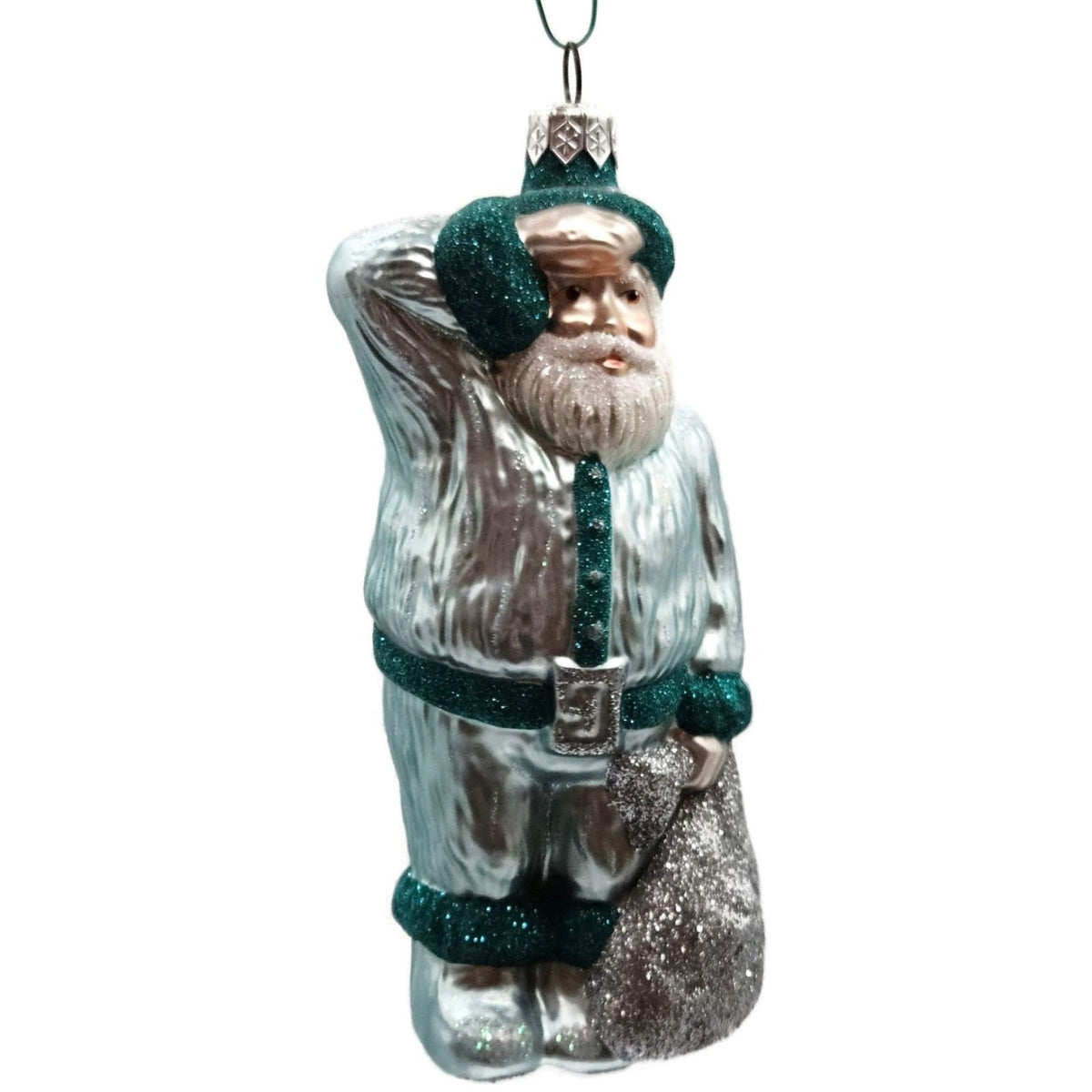 Patricia Breen A Santa for Thomas Turquoise Silver Bag Christmas Ornament 97411