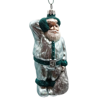 Patricia Breen A Santa for Thomas Turquoise Silver Bag Christmas Ornament 97411