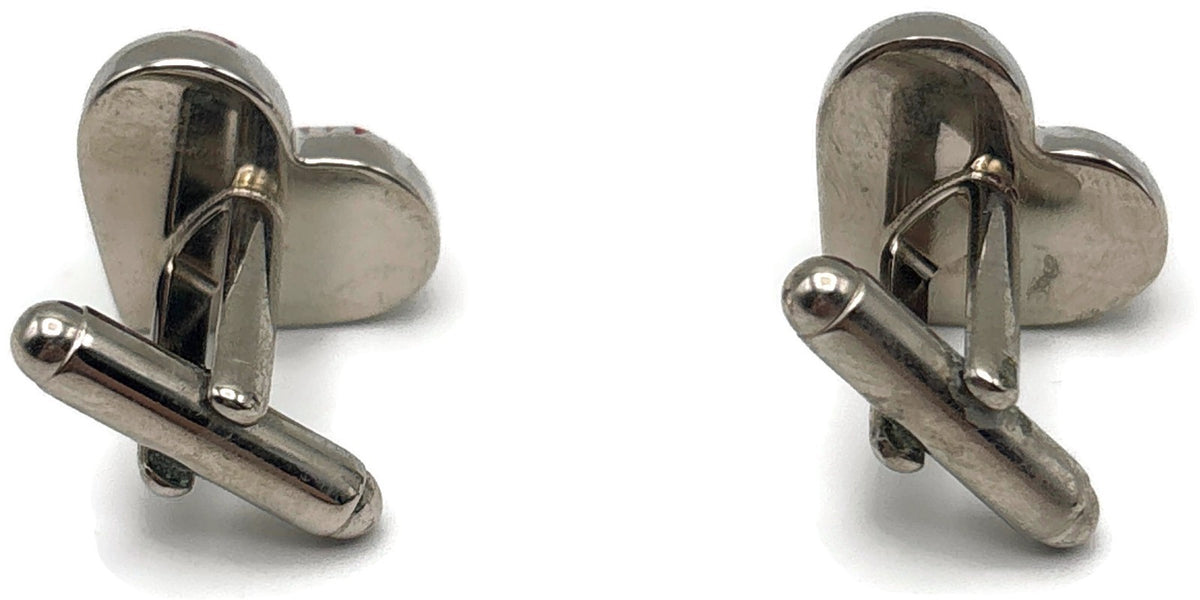 Paul Smith Heart Stripe Red Enamel Silver Tone Cufflinks Men's Signed7