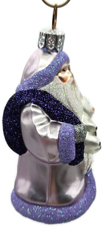 Patricia Breen Miniature Santa And Teddy Lavender Christmas Tree Ornament 99535