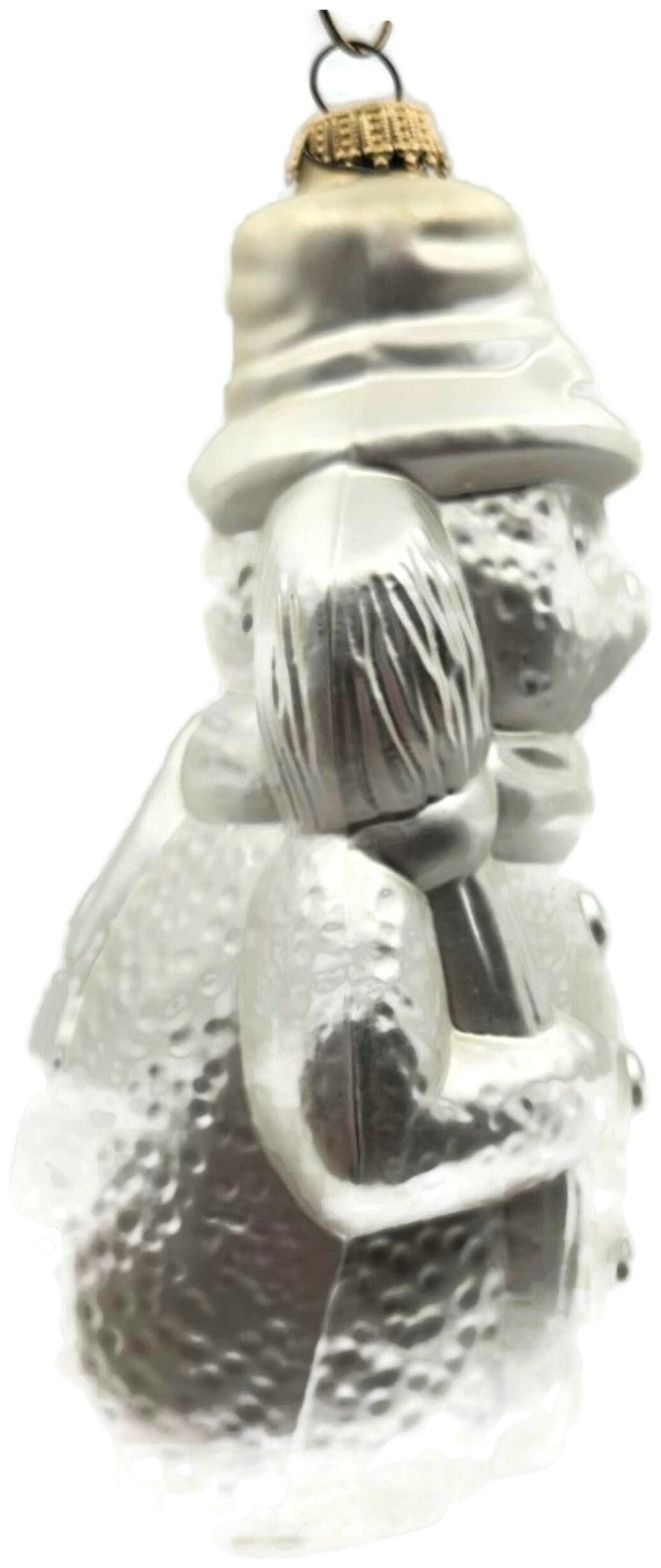 Silver Snowman With Broom Figural Glass Christmas Ornament 6.256