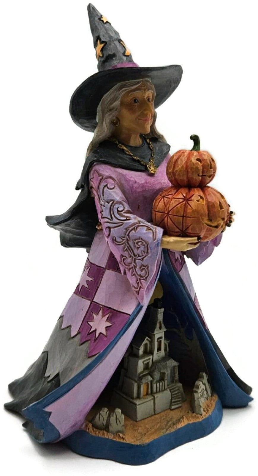 Jim Shore Spellbinding Smiles Halloween Witch Holding Pumpkin LED Lit Figurine8