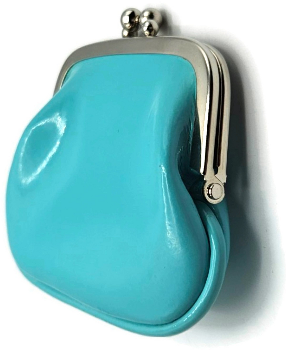 TIFFANY & CO Tiffany Blue Patent Leather Kiss Lock Coin Purse Wallet Pouch Box1