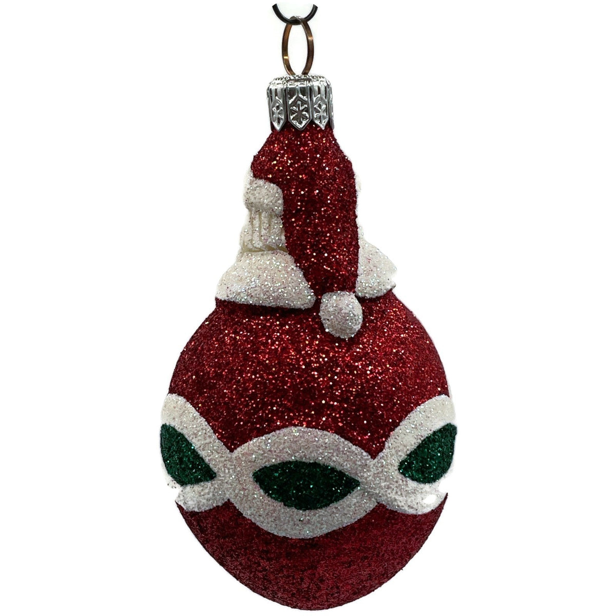 Patricia Breen Miniature Faberge Santa Red Green Glass Christmas Ornament 21503