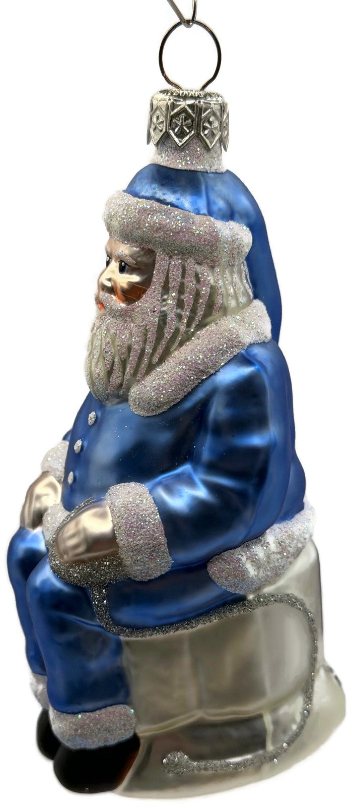 Patricia Breen Cyberspace Santa Sitting On Monitor Glass Christmas Ornament 97118