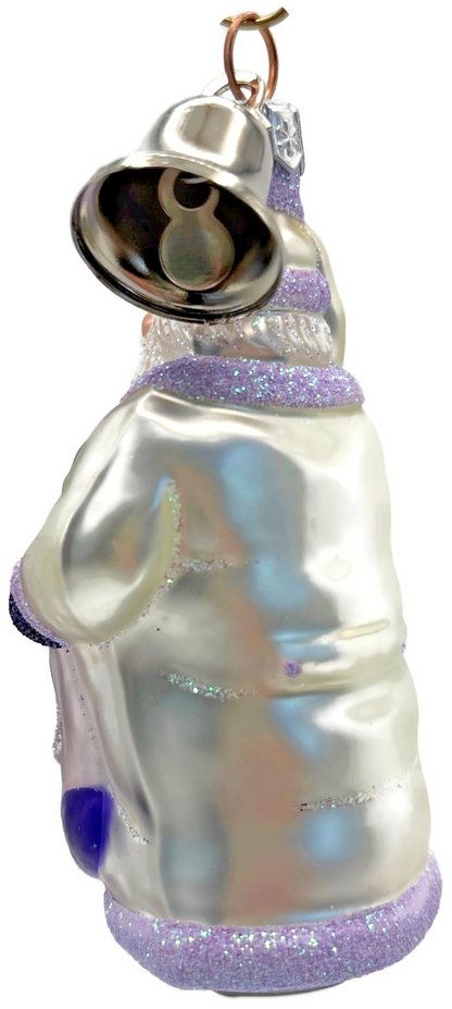 Patricia Breen Santa With Kitten Bell Lavender Glass  Christmas Ornament 2000CO3