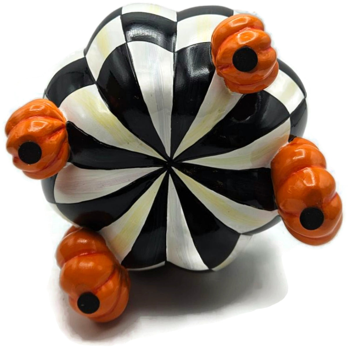MacKenzie Childs Courtly Check Skeleton Pumpkin Carriage Halloween Figurine9