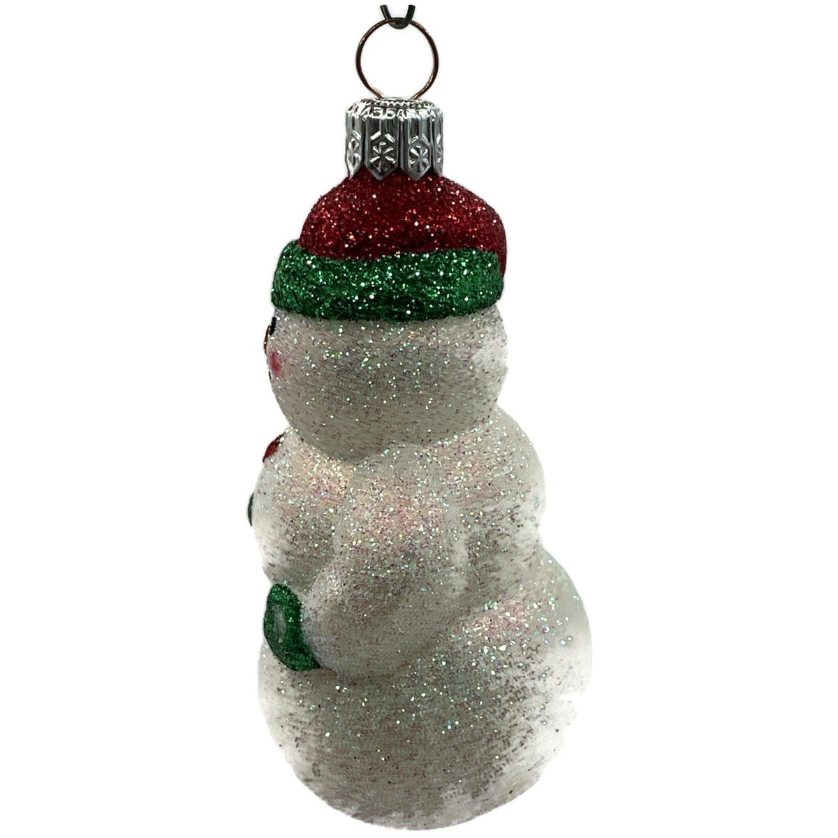 Patricia Breen Loving Snowman Green Red Hearts Glittered Christmas Ornament 21144