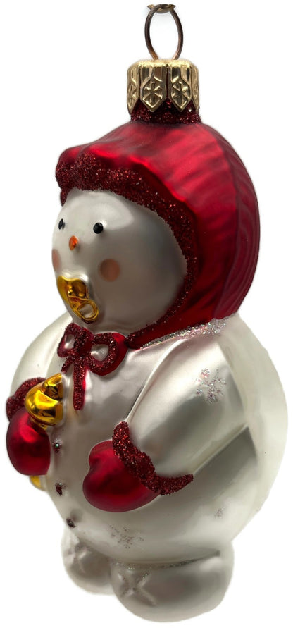Patricia Breen Snowbaby Red Snowflakes Glass Snowman Christmas Ornament 99367