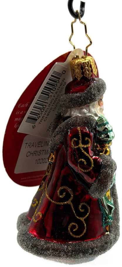 Christopher Radko Traveling Father Christmas Gem Santa Claus Ornament 10202412