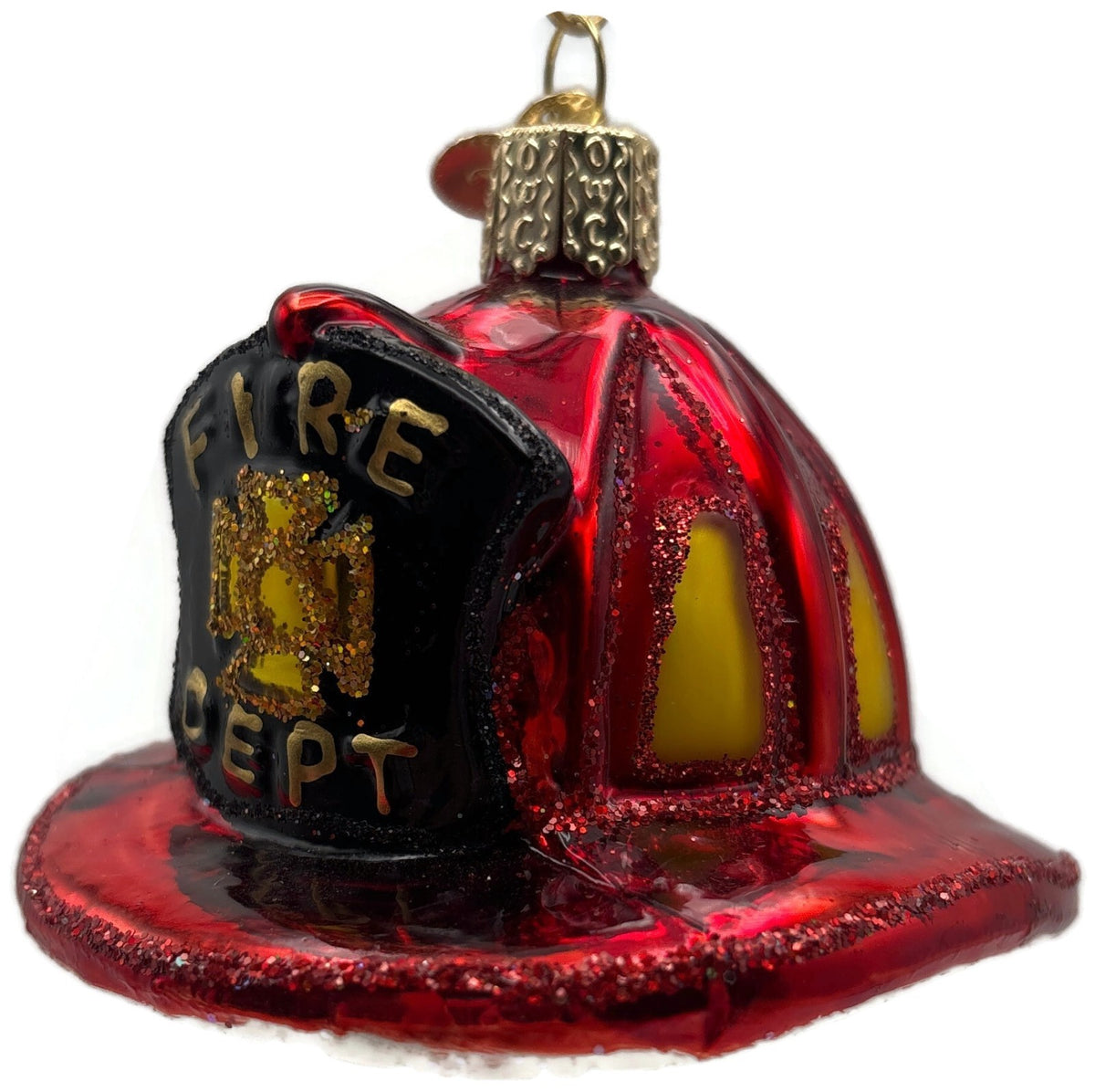 Old World Christmas Fireman's Helmet Firefighter Glass Ornament 322258