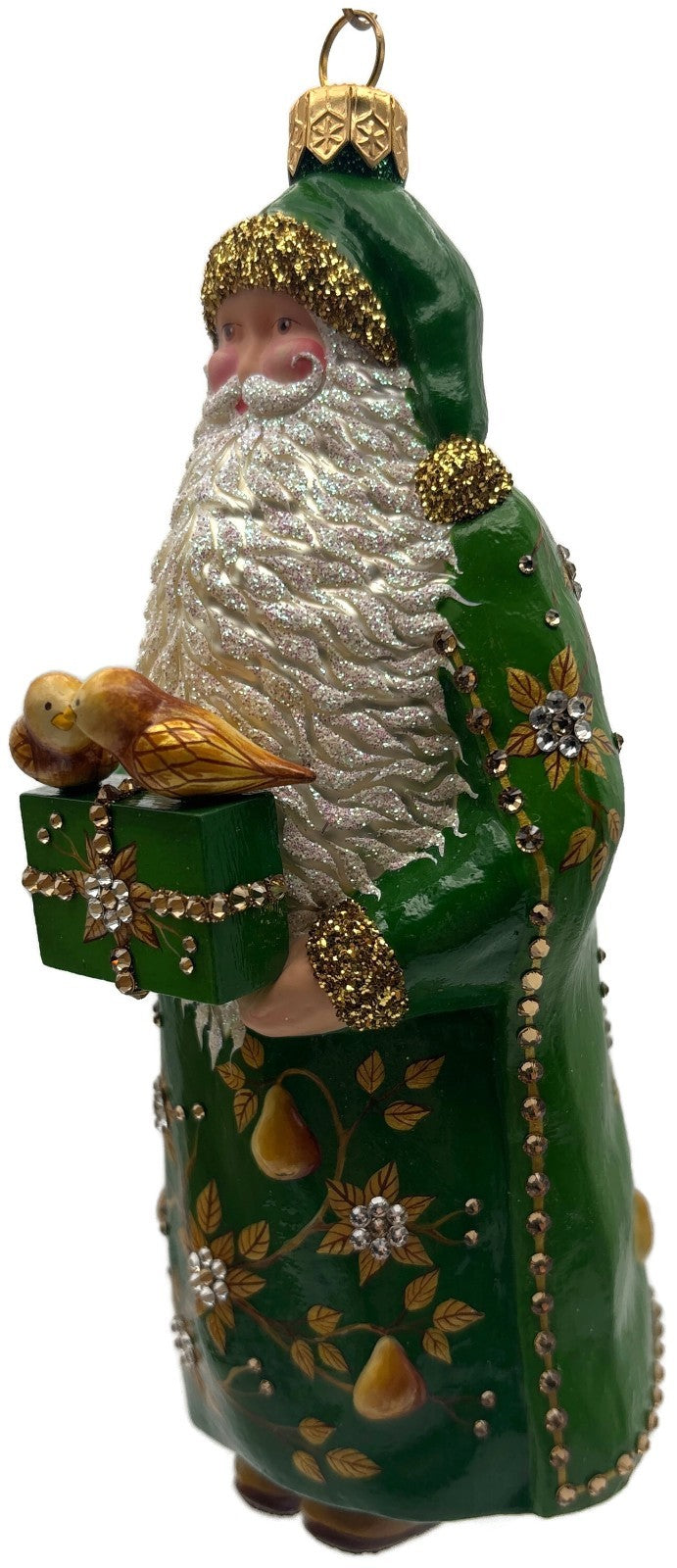 Patricia Breen 2014 Santa for Yaly Partridge Pear Green Gold Ornament 34407