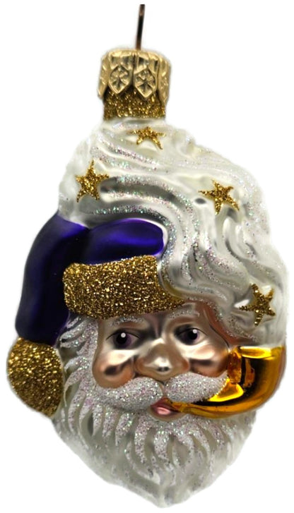 Patricia Breen Merry Olde Elf Purple Santa Head Stars Christmas Ornament 98290