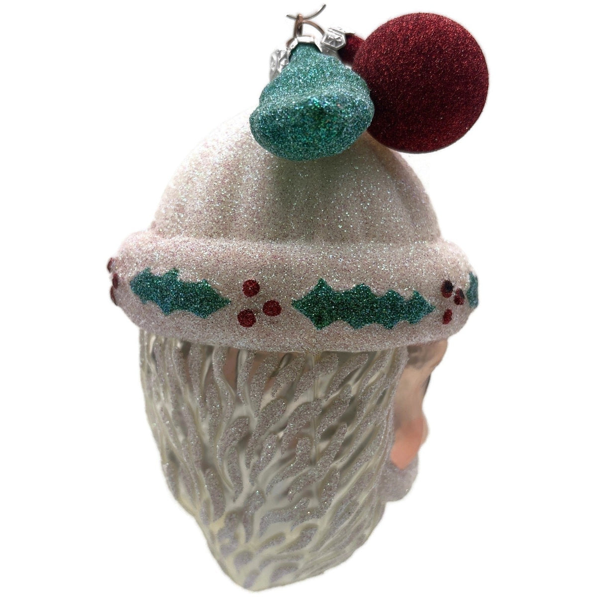 Patricia Breen Thornhill Santa Head Pearl Holly Berry Christmas Ornament 98423