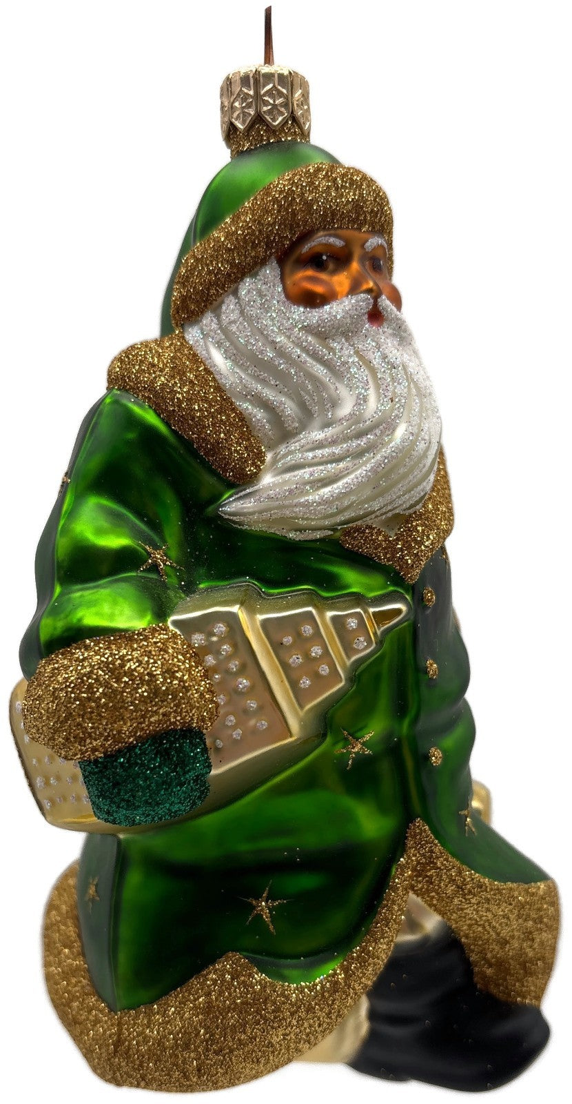 Patricia Breen City Santa Claus Green Ethnic Gold Stars Christmas Ornament 20082