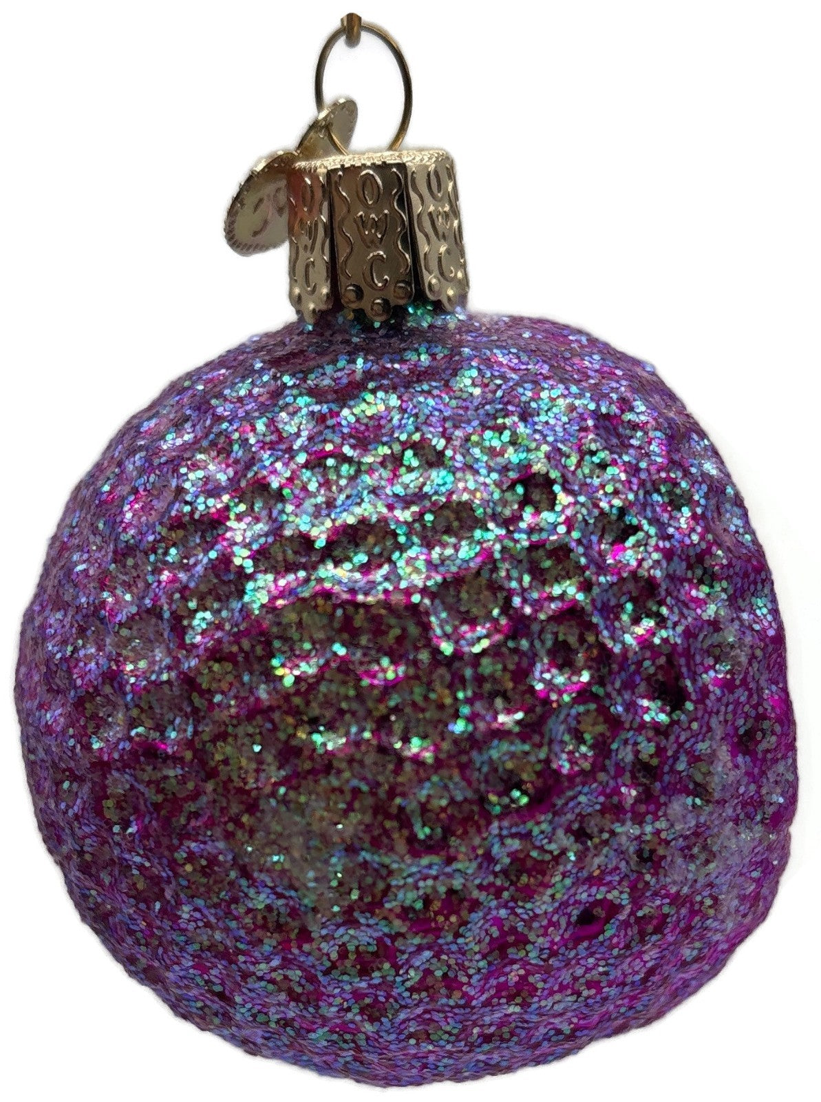 Old World Christmas Purple Multi-Indented Reflector Glass Ornament OWC 420044