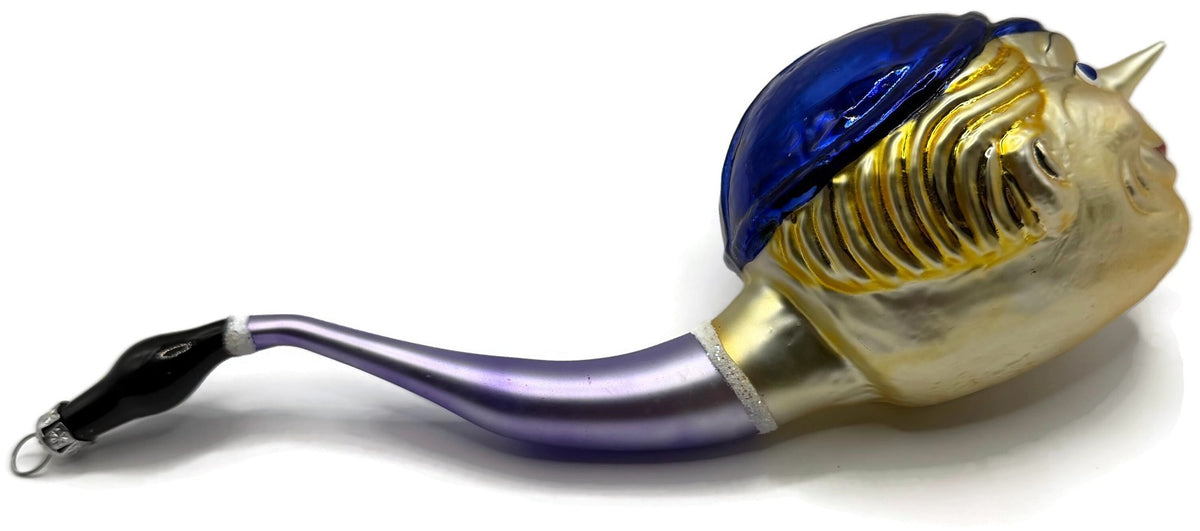 Christopher Radko 1994 Jockey Pipe Blue Gold Glass Ornament 94 051 03