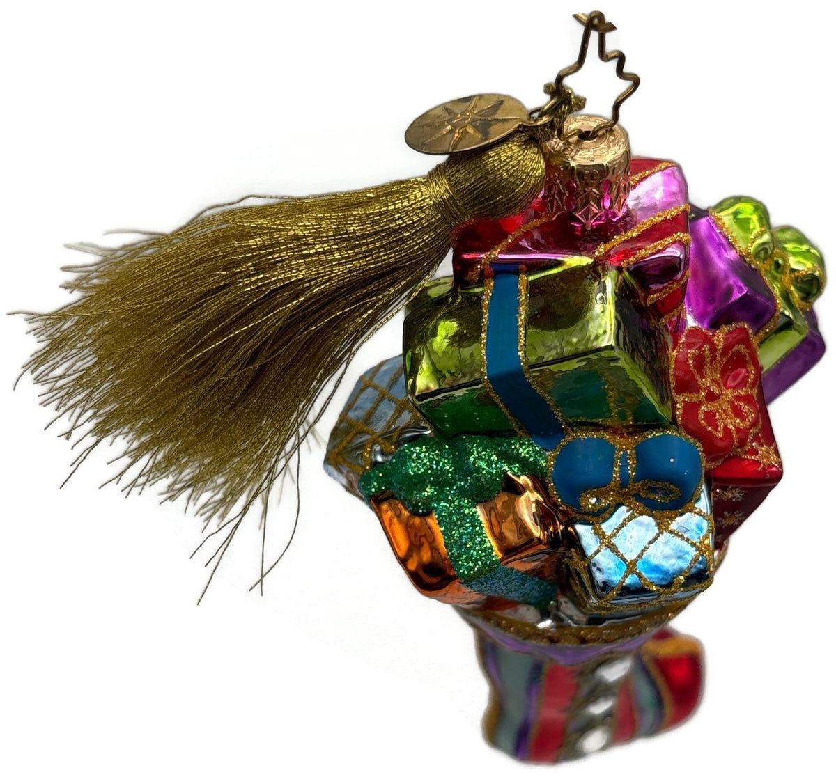 Christopher Radko Tasselet Trim Gifts Stocking Glass Christmas Ornament 30117479