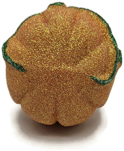 Vintage Pumpkin & Vine Orange Green Glitter Blown Glass Fall Christmas Ornament11