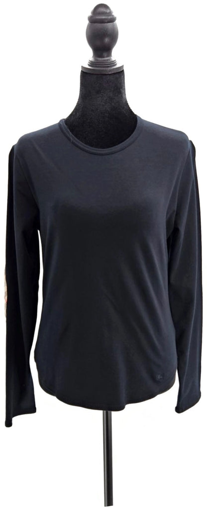 Burberry London Black Check Elbow Patch Long Sleeve Top Women's Large NWT0