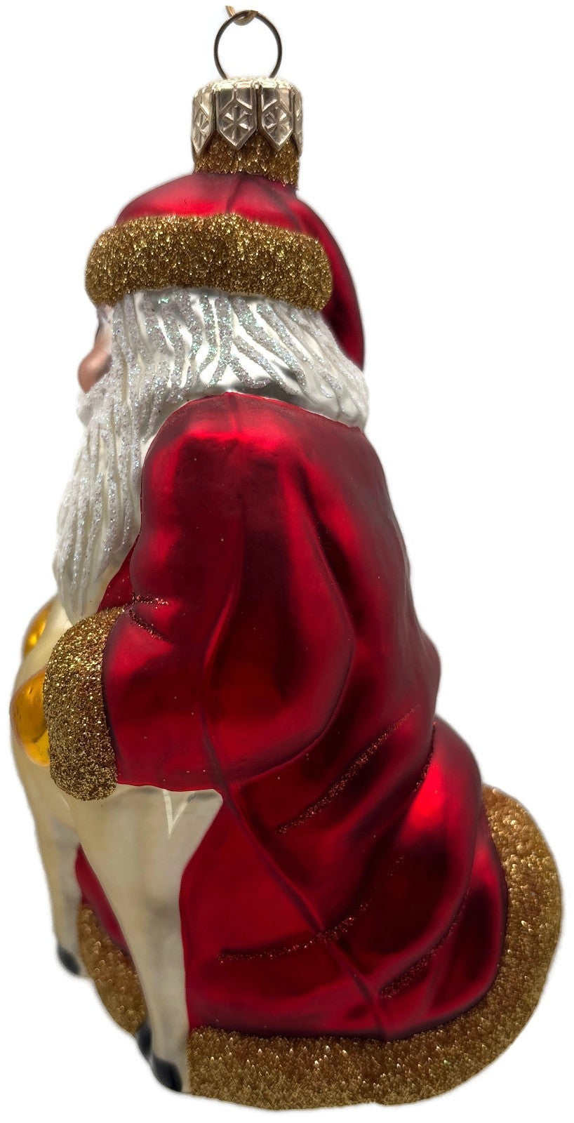 Patricia Breen Santa and Sarenka Fawn Deer Red Gold Christmas Tree Ornament 98383
