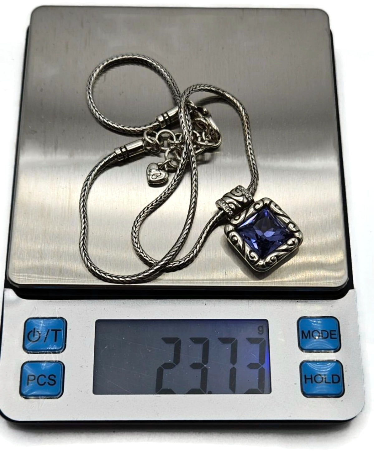 Brighton Regina Silver Plated Necklace Purple Amethyst Swarovski Crystal Pendant12
