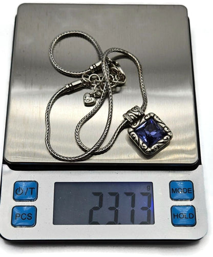 Brighton Regina Silver Plated Necklace Purple Amethyst Swarovski Crystal Pendant12
