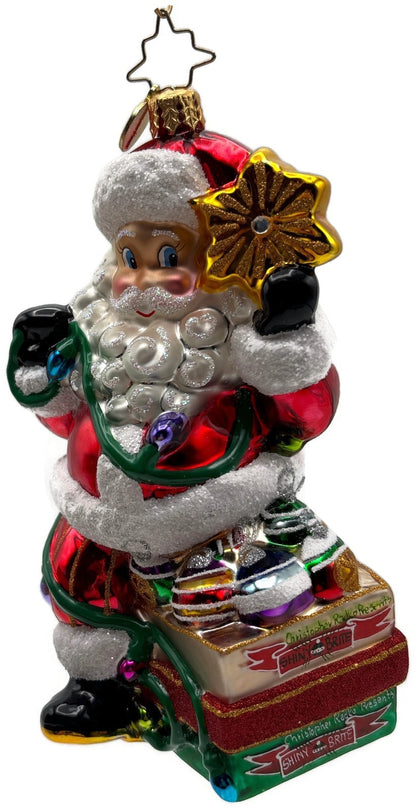 Christopher Radko 2014 Shiny Brite Santa Glass Christmas Ornament 10175778