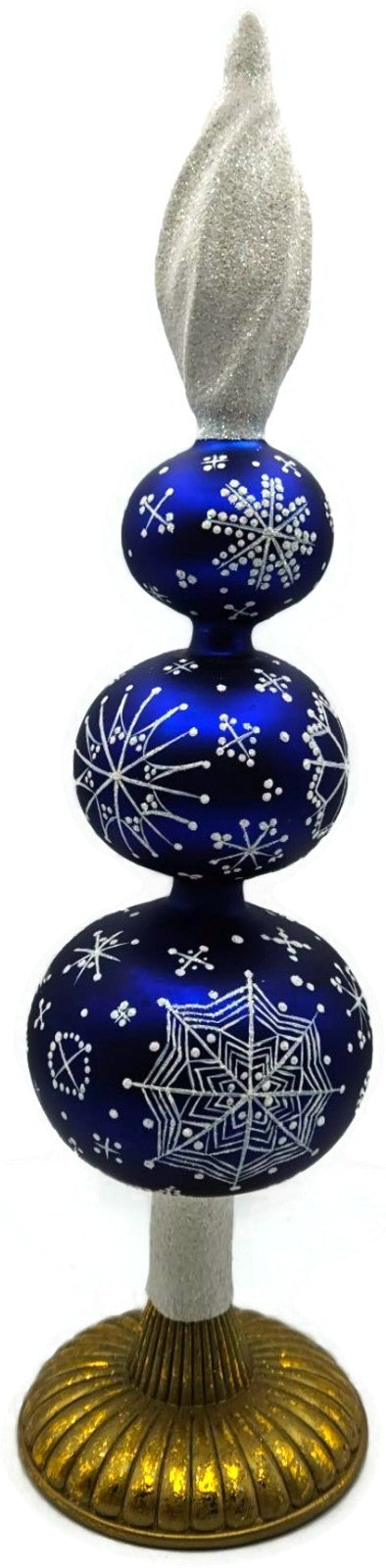 Patricia Breen Blizzard Finial 3 Ball Cobalt Blue Christmas Tree Topper 95820